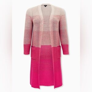 Torrid Pink Ombre Stripe Slouchy Duster Sweater Size 2X 18/20